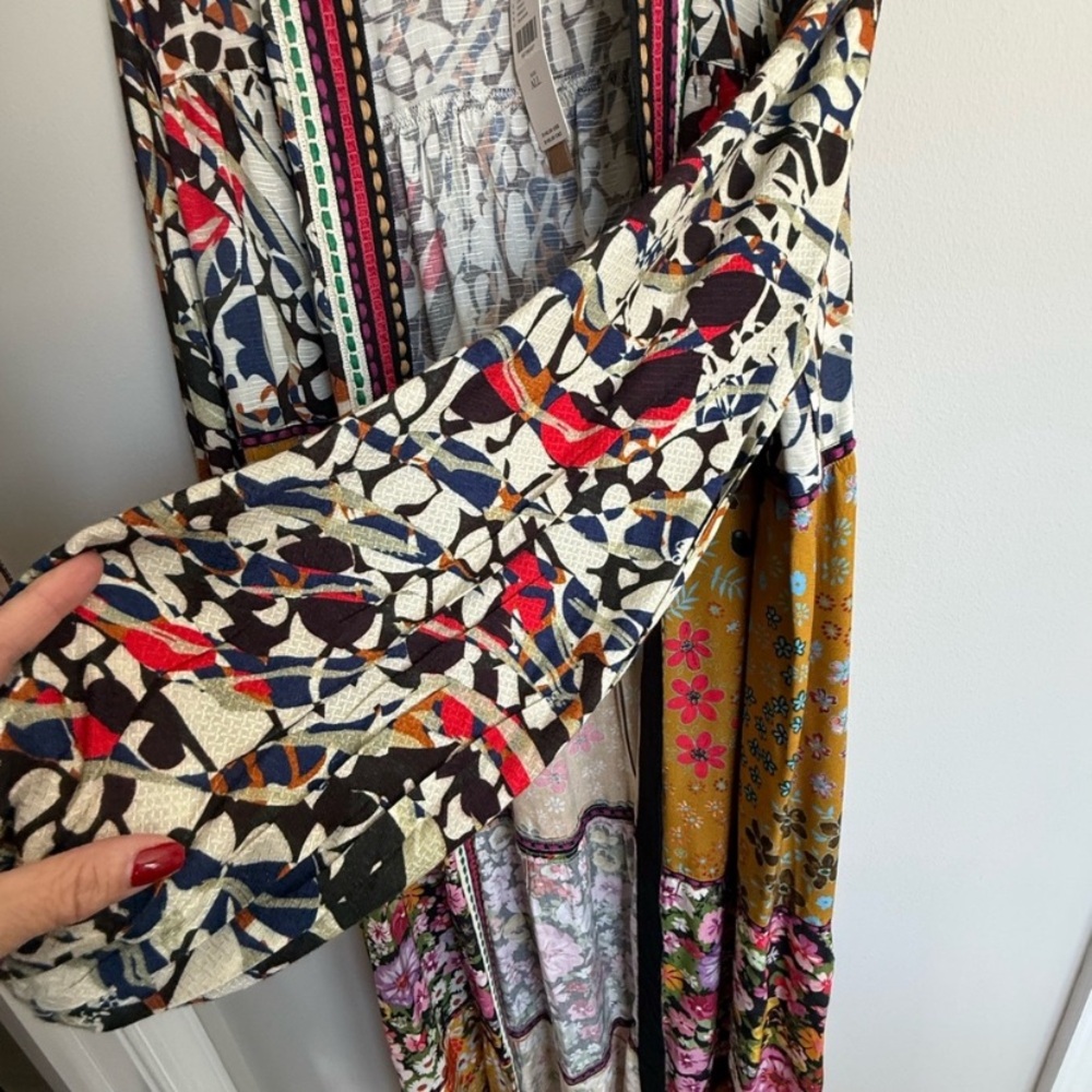 NWT Anthropologie Conditions Apply Retro Floral Tiered Kimono Robe Cover Up $140 - Picture 11 of 14